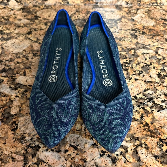 Rare, Retired Rothy’s The Point Emerald Snake‎ print shoes - Picture 1 of 5
